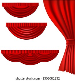 red curtains set vector illustration