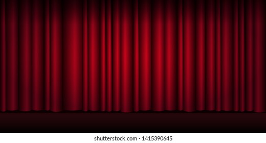 Red curtains stage, theater or opera background with spotlight