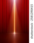 Red curtains with stairs and light effect