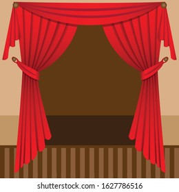 Red curtains theater background vector