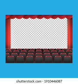 Red Curtains In Theater With Transparent Background Vector