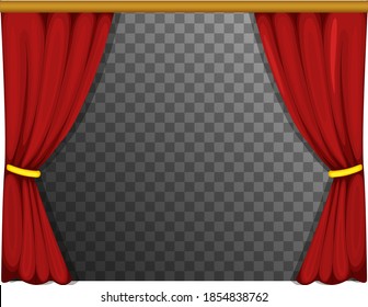 Red curtains with transparent background illustration