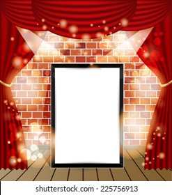 red curtains vector background
