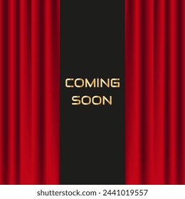 Red curtains vector performance coming soon gradient editable stroke