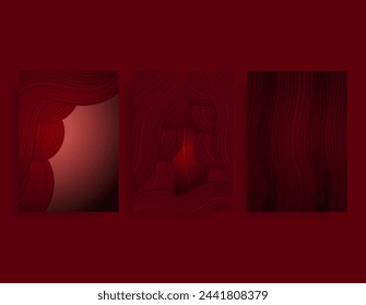 red curtains vector set template