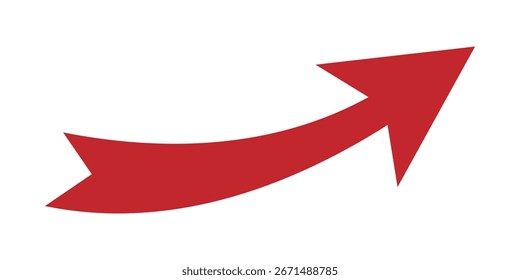 Red curve arrow direction vector. Set of long curve arrow icon . curve arrow icon set. Bold arrow symbol curved flat design isolated.