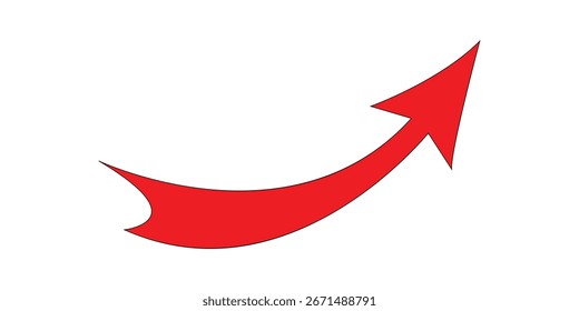 Red curve arrow direction vector. Set of long curve arrow icon . curve arrow icon set. Bold arrow symbol curved flat design isolated.
