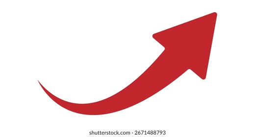 Red curve arrow direction vector. Set of long curve arrow icon . curve arrow icon set. Bold arrow symbol curved flat design isolated.