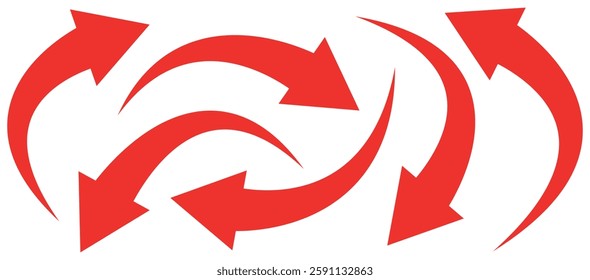 red curve arrow icon on white background. flat style. arrow icon for your web site design, logo, app, UI. arrow indicated the direction symbol. curved arrow icon vector illustration 