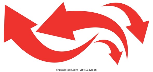 red curve arrow icon on white background. flat style. arrow icon for your web site design, logo, app, UI. arrow indicated the direction symbol. curved arrow icon vector illustration 