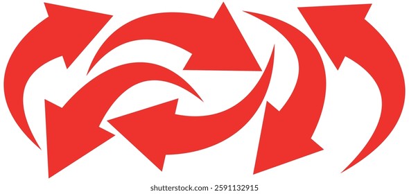 red curve arrow icon on white background. flat style. arrow icon for your web site design, logo, app, UI. arrow indicated the direction symbol. curved arrow icon vector illustration 