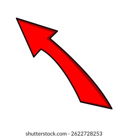 Red curve arrow icon on transparent background. flat style. arrow icon for your web site design, logo, app, UI. arrow indicated the direction symbol. curved arrow sign