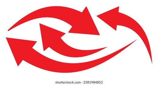 Red curve arrows set. Curved arrows. red long Arrow sign. Flat style icons. set of Red curve arrow icon vectors. long arrow icon vector illustration.