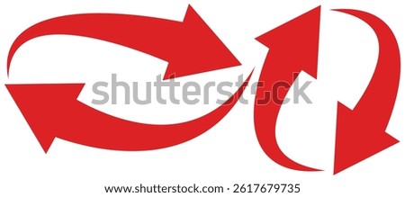 Red curve arrows set.Arrow sign. Set of curved arrows isolated on white background. Curved arrows, hand drawn curved arrows