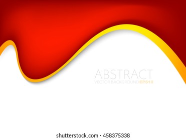 Red curve background with yellow line and white space for text and message design , vector