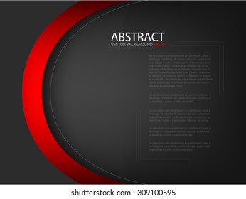 Red curve circle ring background vector line on black space for for text and message design