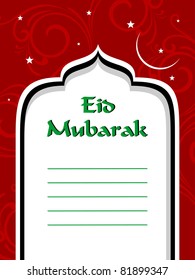 rote Kurve, florales Muster, Hintergrund mit eid-mubarak Grußkarte
