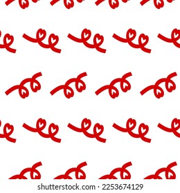 red curve hearts seamless pattern