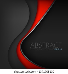 Red curve line overlap layer on black space for design