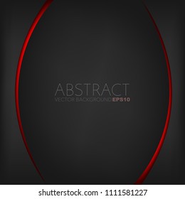 Red curve line vector background overlap layer on black space for text and background design