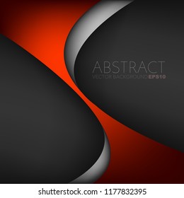 Red curve line vector background overlap layer with silver line on black space for text and background design