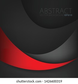 Red curve line vector background overlap layer on black space for background design