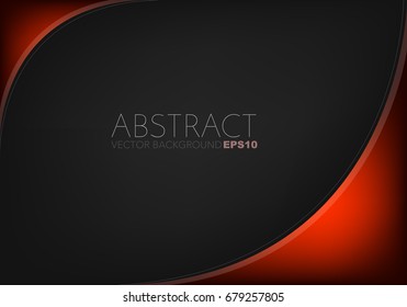 Red curve on corner of black vector background with space for text design