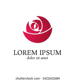 red curve rose vector logo design template, beauty icon, floral abstract sign, vector illustration