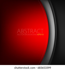 Red curve vector background overlap paper layer with black dark space for text design