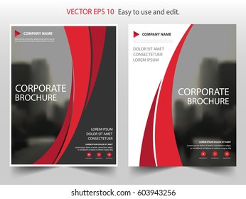 Red curve Vector Brochure annual report Leaflet Flyer template design, book cover layout design, abstract business presentation template, a4 size design