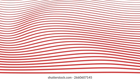 Red Curve Wave Lines on Empty background Abstract pattern