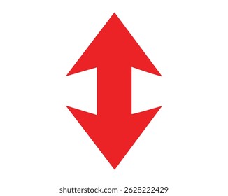 Red Curved Up Arrow Icon – Bold Directional Symbol, Vector File.