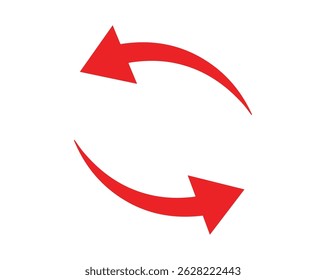 Red Curved Up Arrow Icon – Bold Directional Symbol, Vector File.