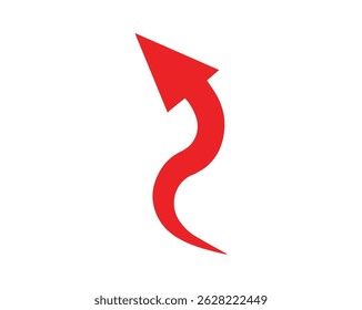 Red Curved Up Arrow Icon – Bold Directional Symbol, Vector File.
