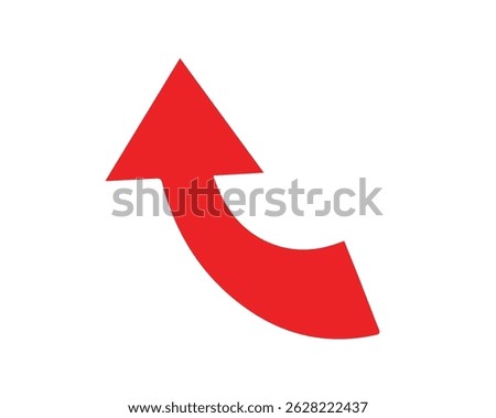 Red Curved Up Arrow Icon – Bold Directional Symbol, Vector File.