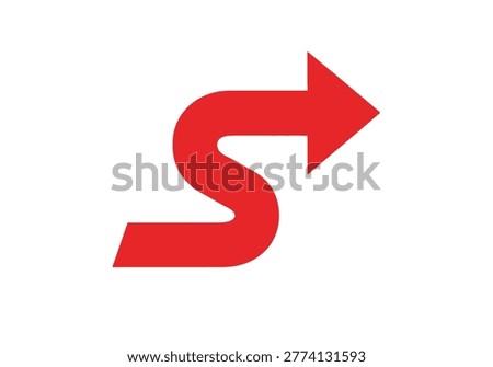 Red curved arrow icon directional graphic symbol with direction navigation interface pointing