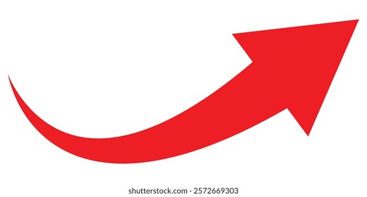 Red Curved Arrow Icon Isolated on a White Background. Vector Illustration.
