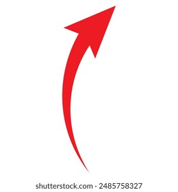 Rote gebogene Pfeilsymbol-Vektorillustration. Auswechselbares Pfeildesign der Vektorgrafik.