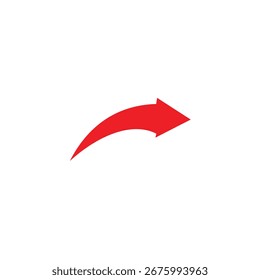 Red Curved Arrow Isolated on White Background – 3D Directional Symbol for UI and Infographics