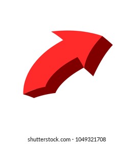 Red curved arrow on a white background