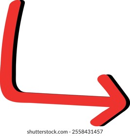  Red Curved Arrow Pointing Down and Right - Vector Icon
