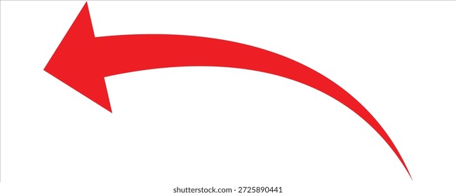  Flecha curva roja que apunta hacia abajo y símbolo izquierdo. Ilustración gráfica de una flecha curva roja. Sugerir la dirección o el uso del elemento de navegación .