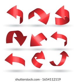 red curved arrows set in 3d style
