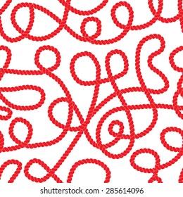 Red curved nautical rope pattern on white background vector illustration