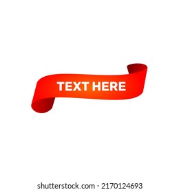 Red curved paper banner vector