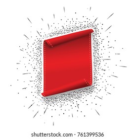 red curved paper blank banner, isolated on white background. Vector illustration.Red ribbons for your text