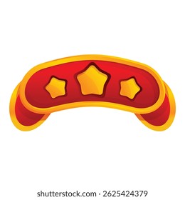 Red curved ribbon with golden stars showing best quality product