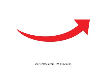 Red Curved Right Upward Arrow Icon Vector Illustration

