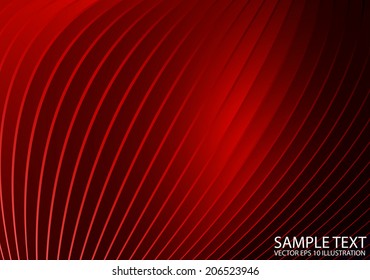 Red curved shiny abstract vector background illustration - Vector red reflective  background template