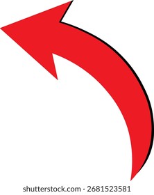 red curved vector arrow on white background